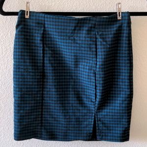 Originality Pull-on Mini Skirt Blue & Black Check Pattern Size Small